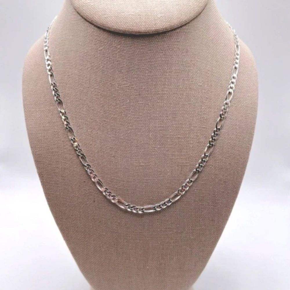 Unisex 18” .925 Sterling Silver 6mm Figaro Chain